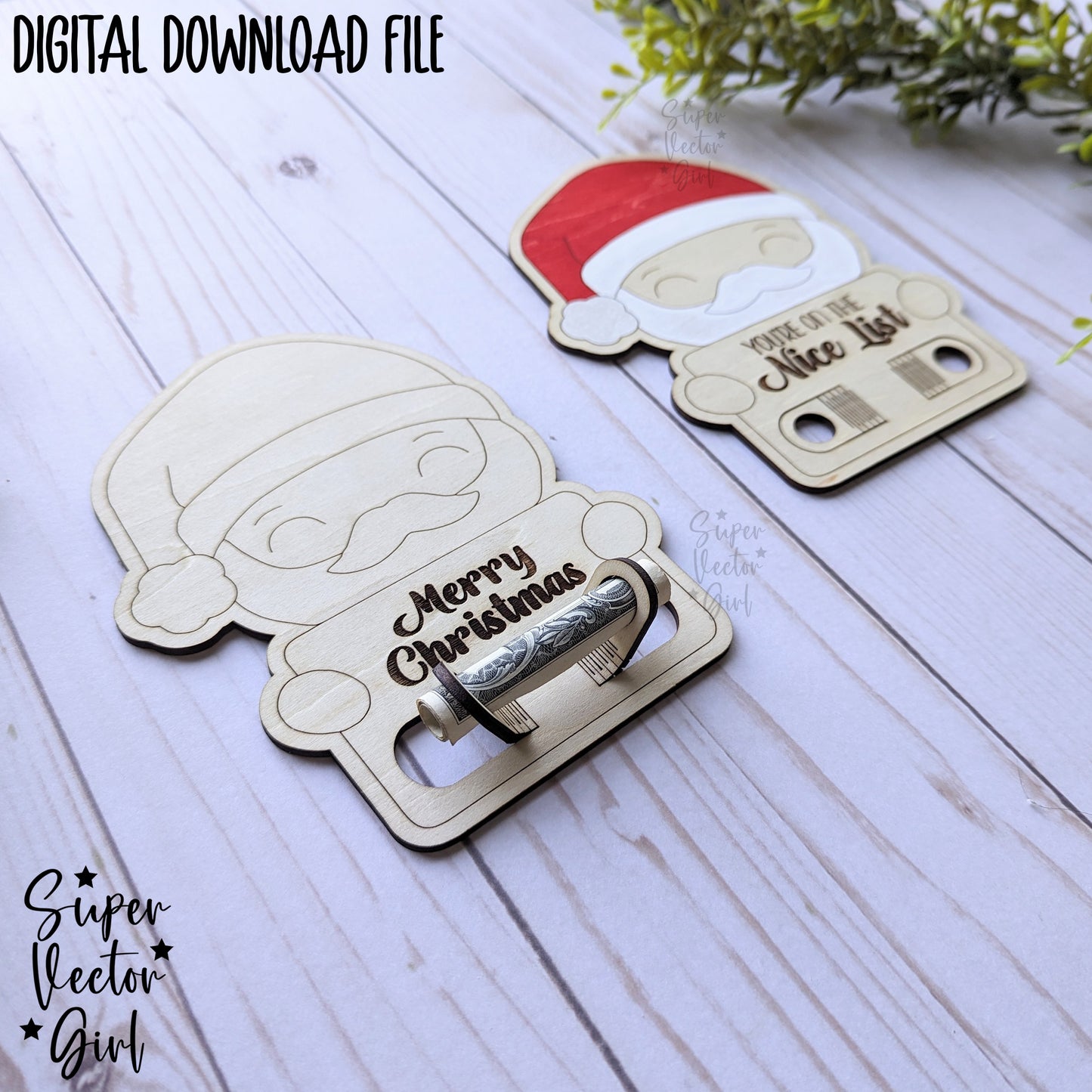 Christmas Money Holder, Santa Cash Gift Ideas, SVG, Laser Cut File files, present kids money cake gift card, personalized name, stocking stuffer