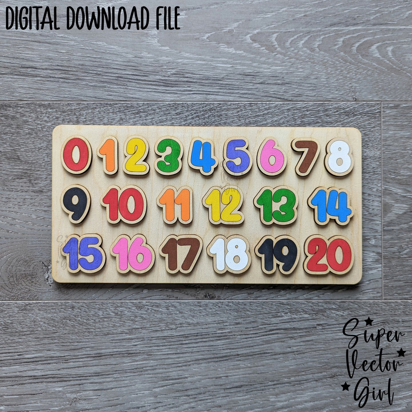 Number Puzzle 0 to 20, SVG, Digital Laser Cut File, xTool Glowforge fi ...