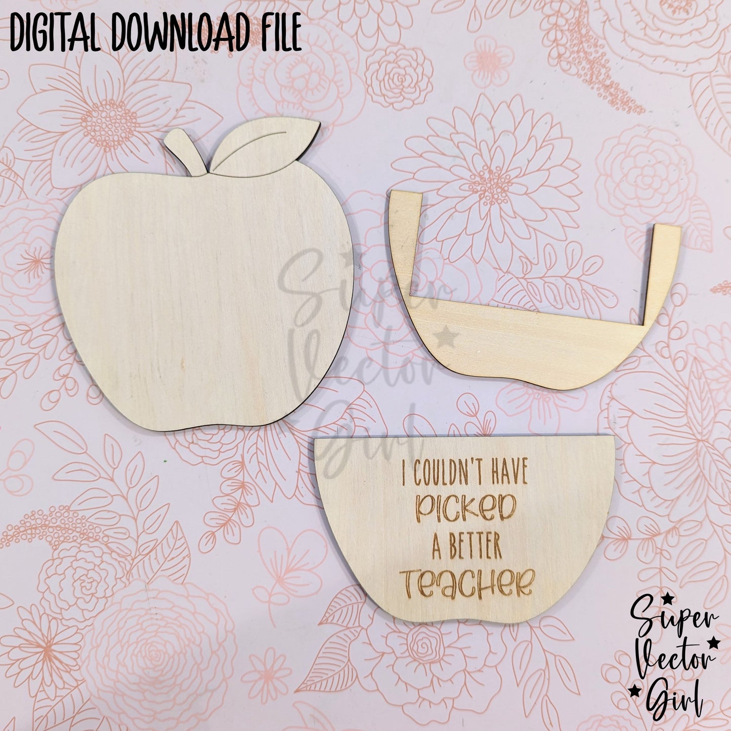 Teacher Apple Gift Card Holder SVG File, School Teacher Appreciation Gift, Digital Laser Cut File, xTool Glowforge files, Funny Gifts Money Giftcard Staff