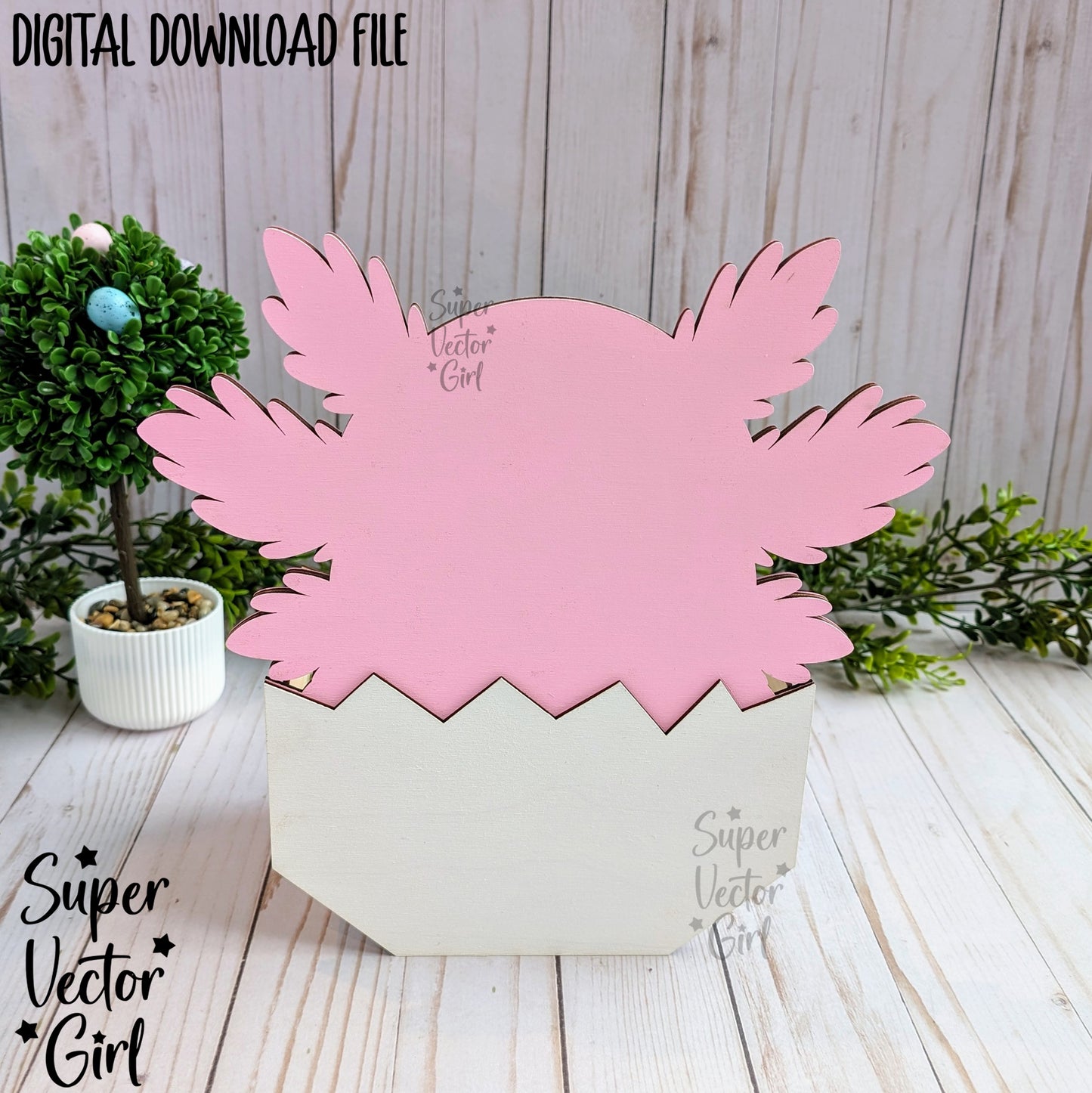 Axolotl Easter Basket Crate, Easter Treats Box, SVG, Laser Cut File, xTool Glowforge files, Cute salamander in egg, gift box, hatching, spring